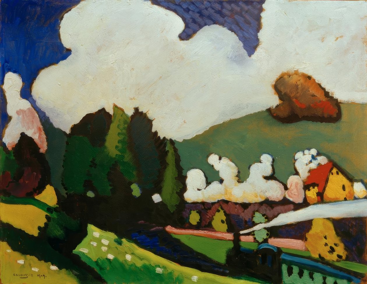 Landskap nær Murnau med et lokomotiv av Wassily Kandinsky