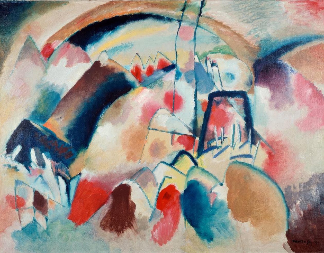 Landskap med kirke av Wassily Kandinsky