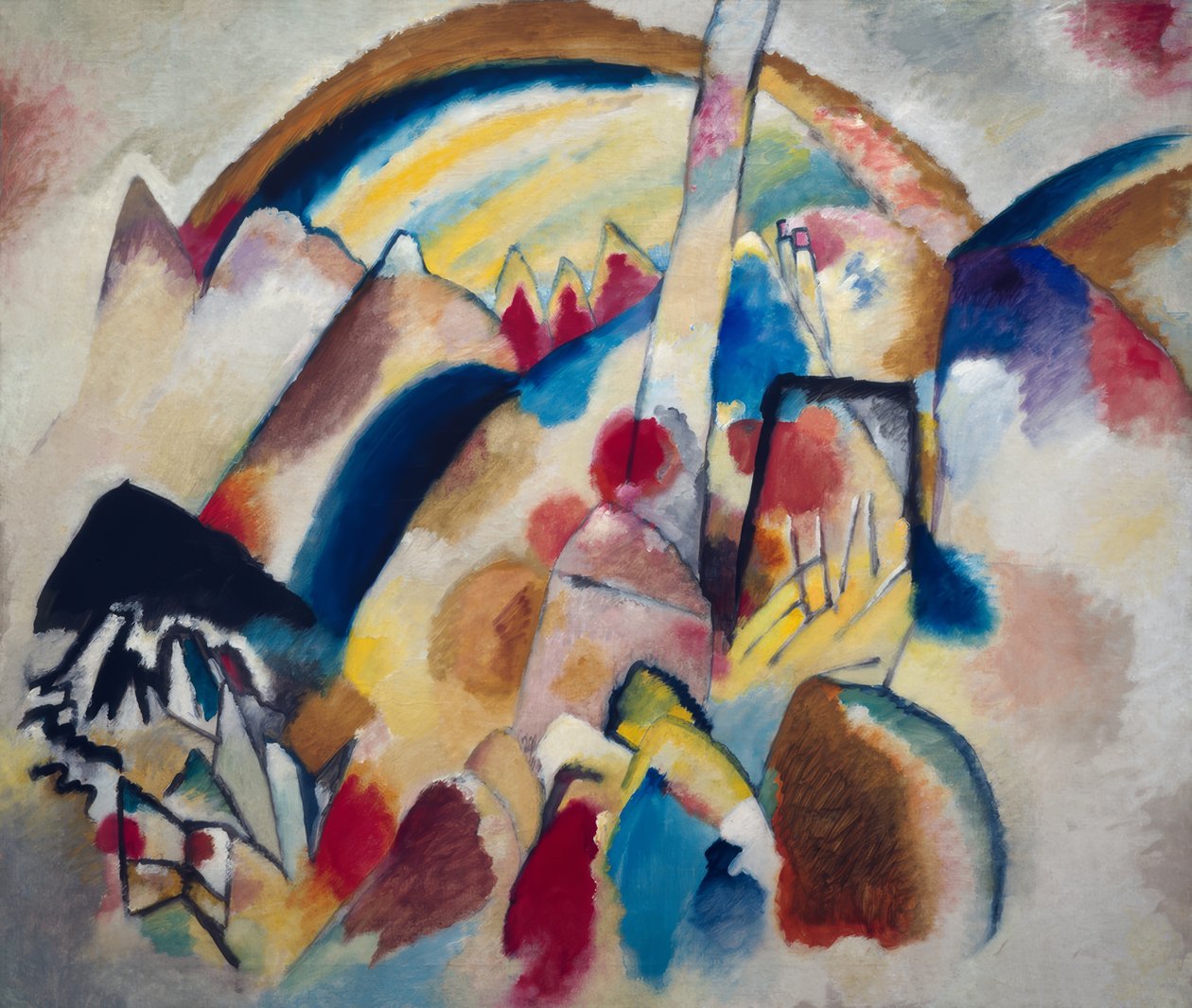 Landskap med røde flekker II av Wassily Kandinsky