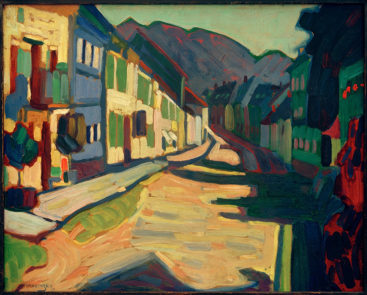 Murnau - Obermarkt med fjell av Wassily Kandinsky