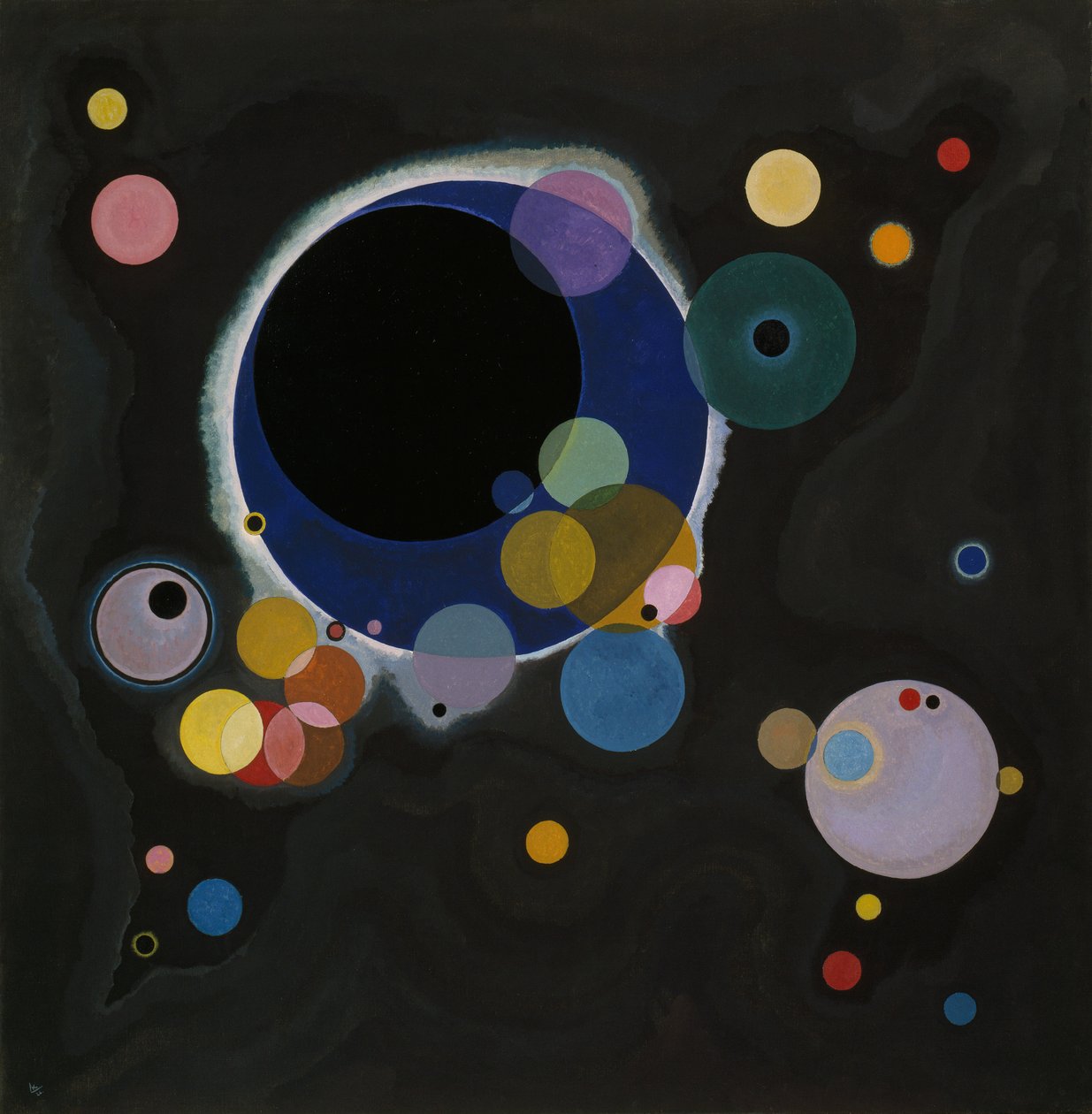 Sketch for Several Circles, 1926 (olje på papir lagt på lerret) av Wassily Kandinsky