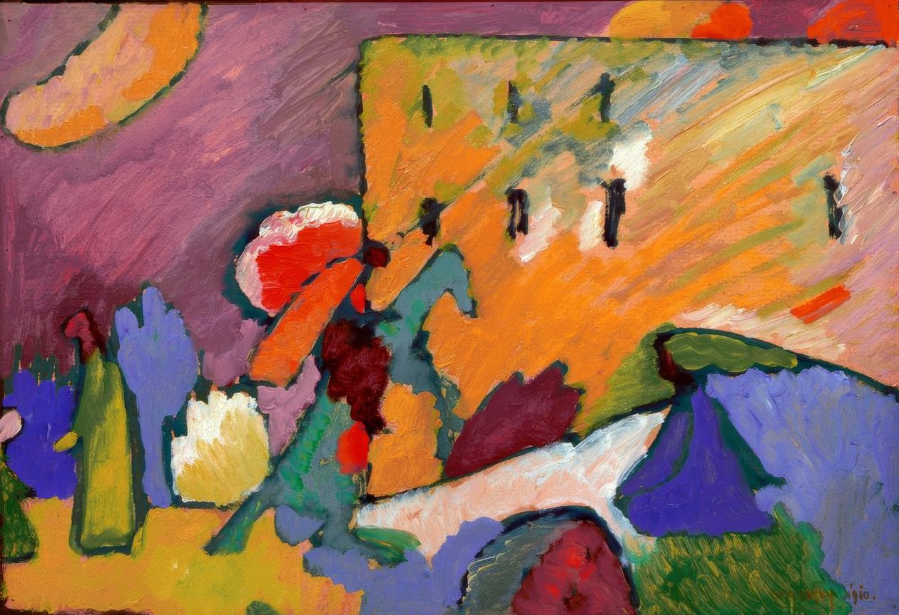 Studie om improvisasjon 3 (rytter over broen) av Wassily Kandinsky
