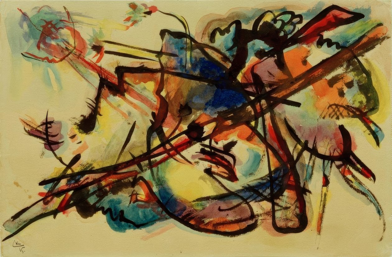 Abstrakt komposisjon (blått gull) av Wassily Kandinsky