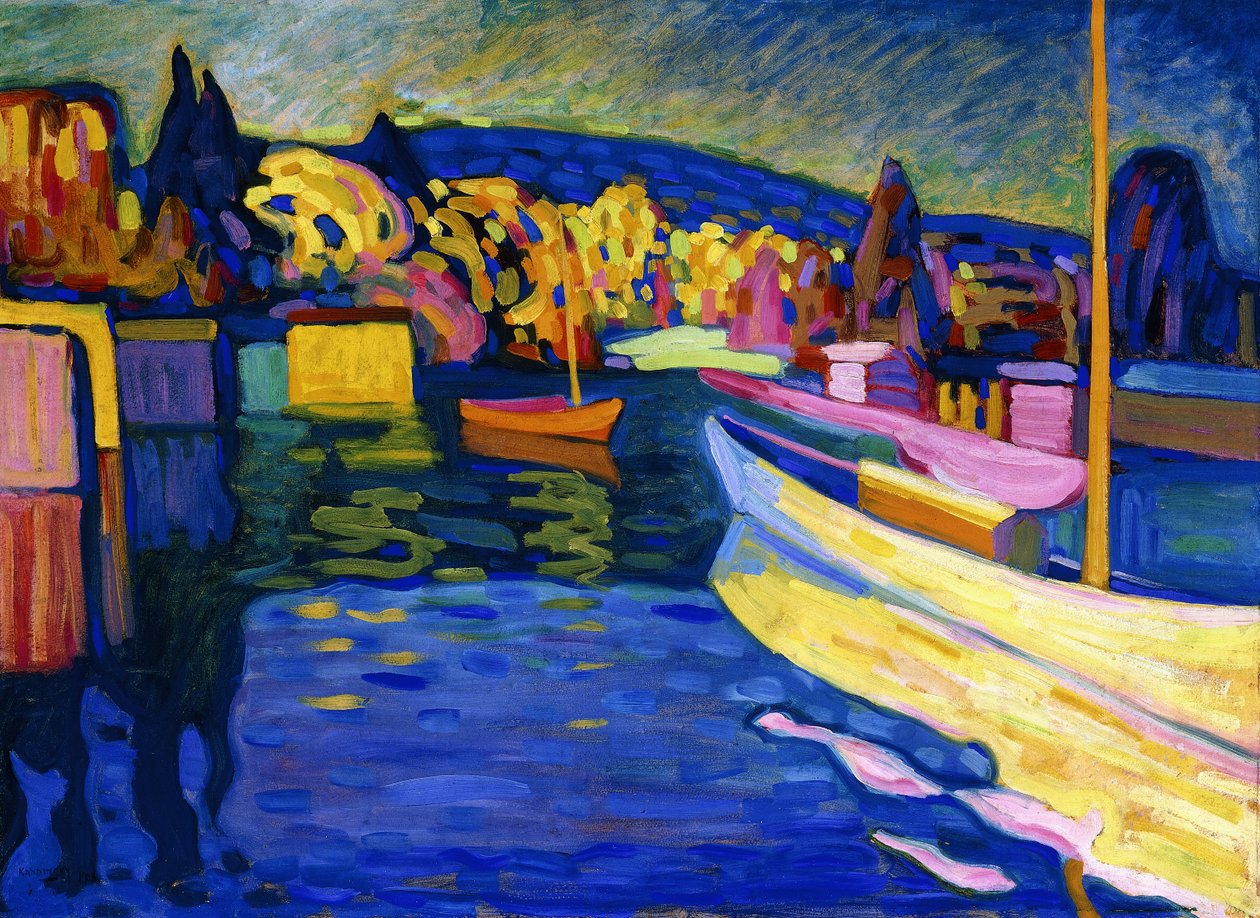 Høstlandskap med båter av Wassily Kandinsky