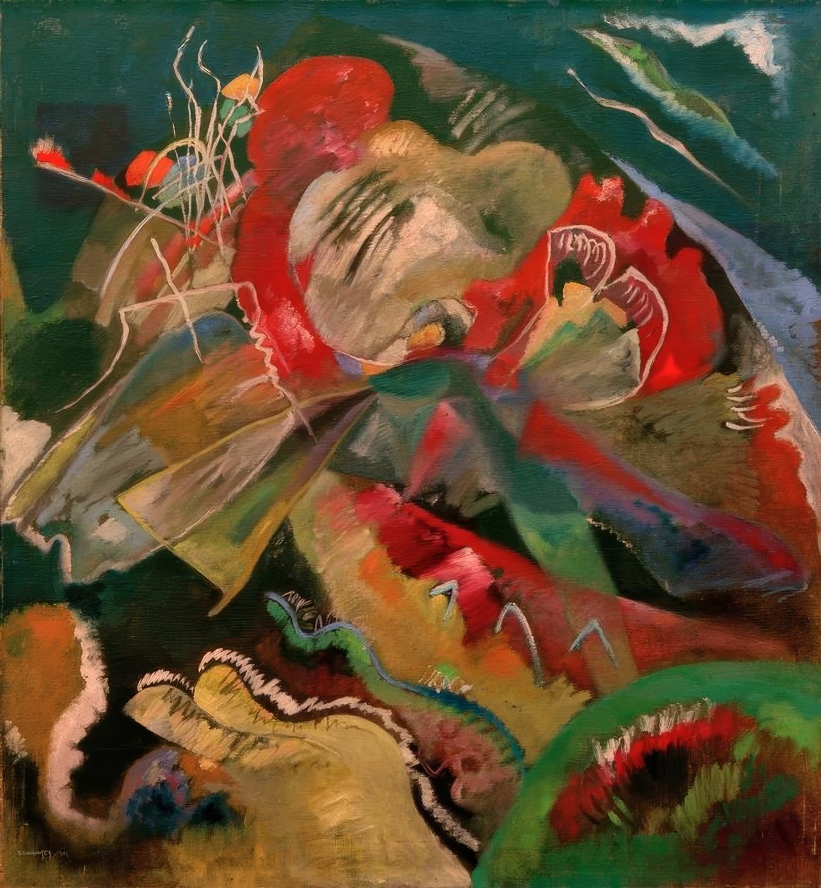 Bilde med hvite linjer av Wassily Kandinsky