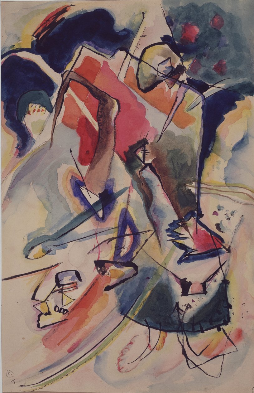 Komposisjon med en kvinneskikkelse, 1915 av Wassily Kandinsky