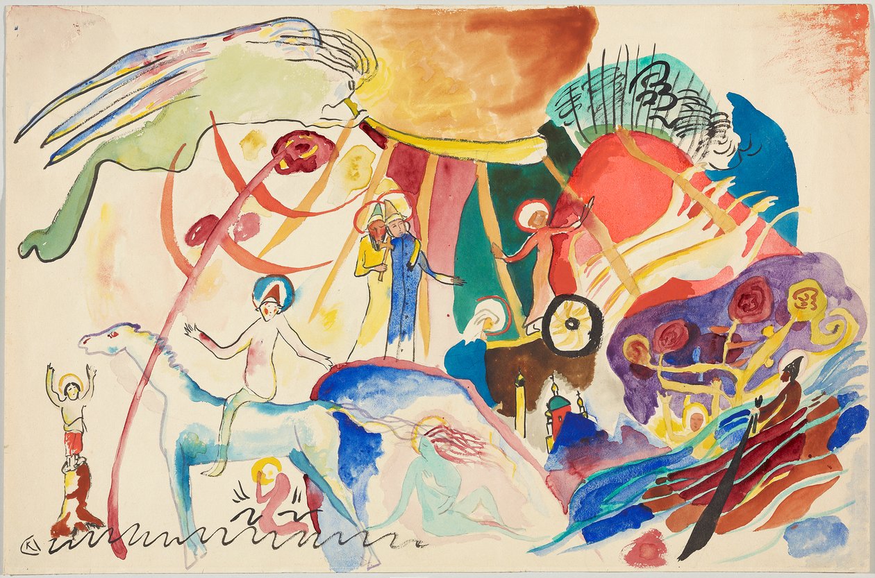 Utkast til "All Saints II (Composition with Saints)" av Wassily Kandinsky