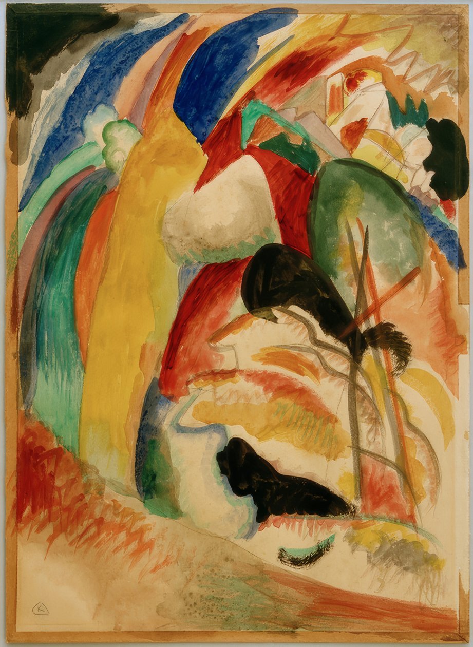 Utkast til bilde med hvit form av Wassily Kandinsky