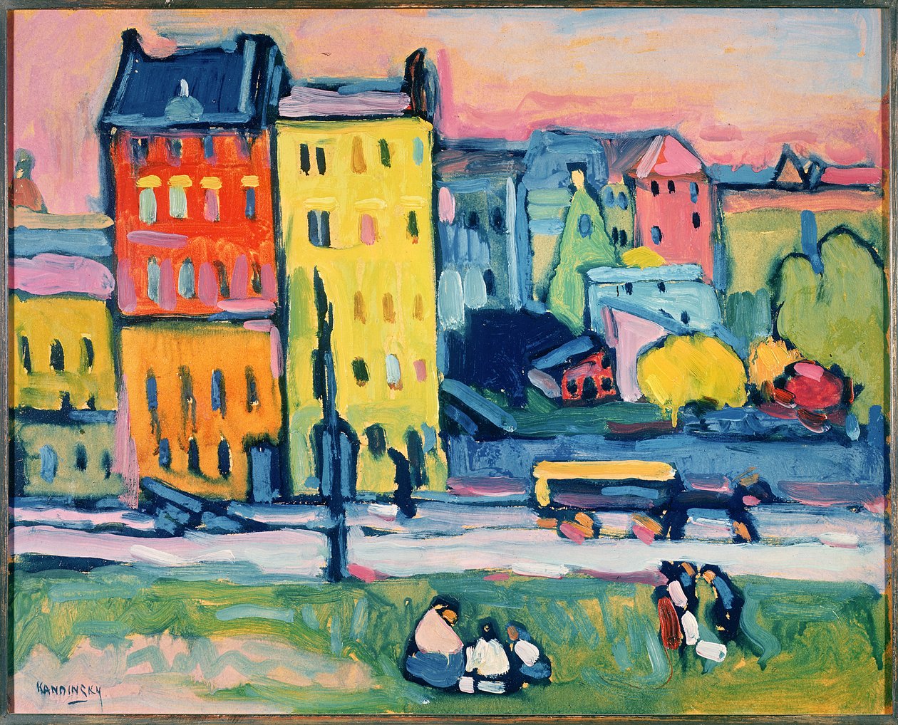 Hus i München, 1908 (olje på papp) av Wassily Kandinsky