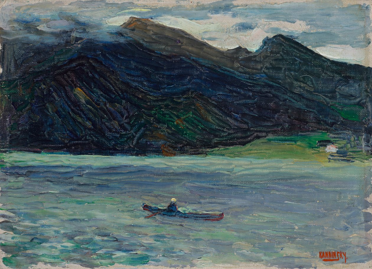 Kochel - innsjø med båt av Wassily Kandinsky