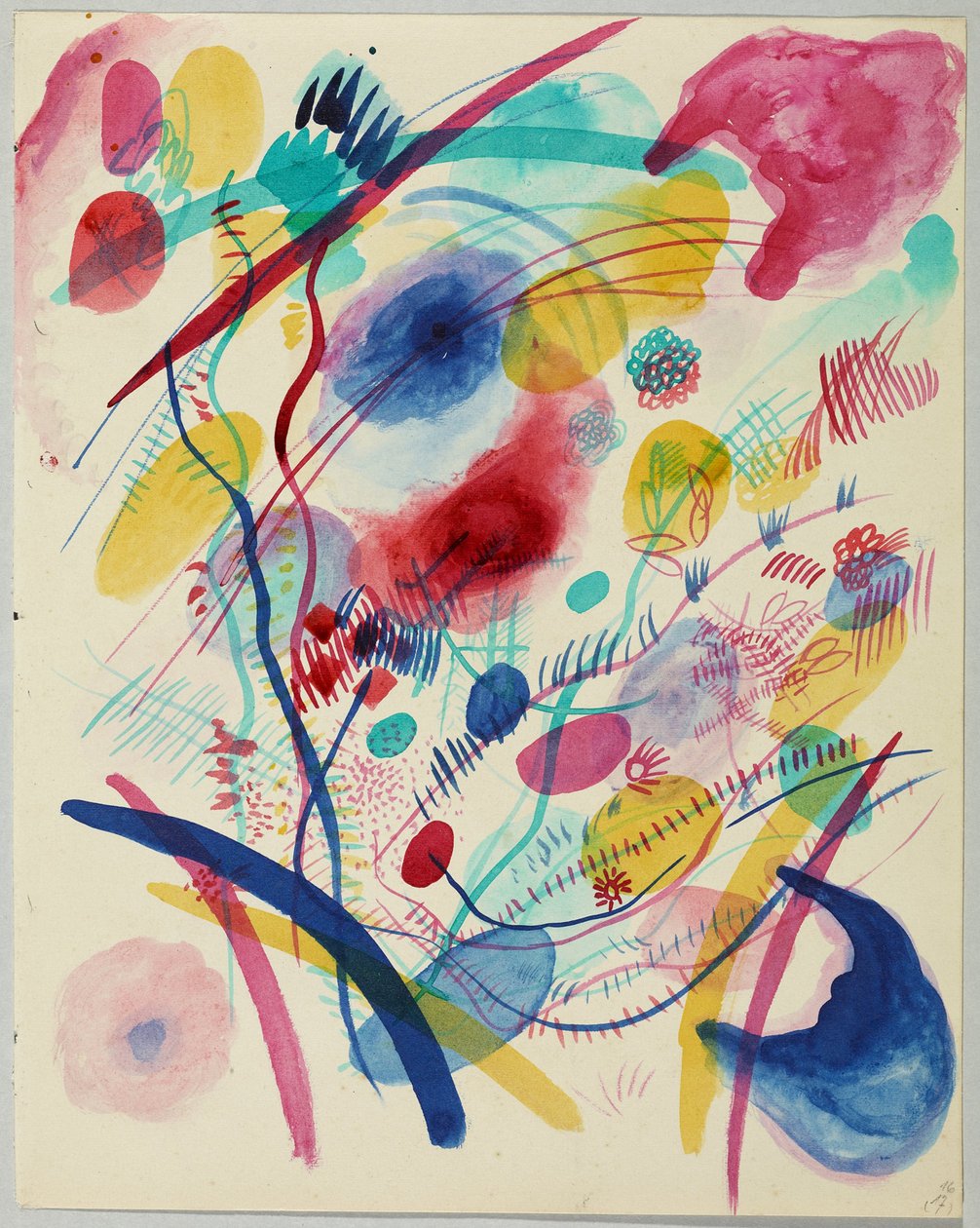 Komposisjon i rødt, blått, grønt og gult av Wassily Kandinsky
