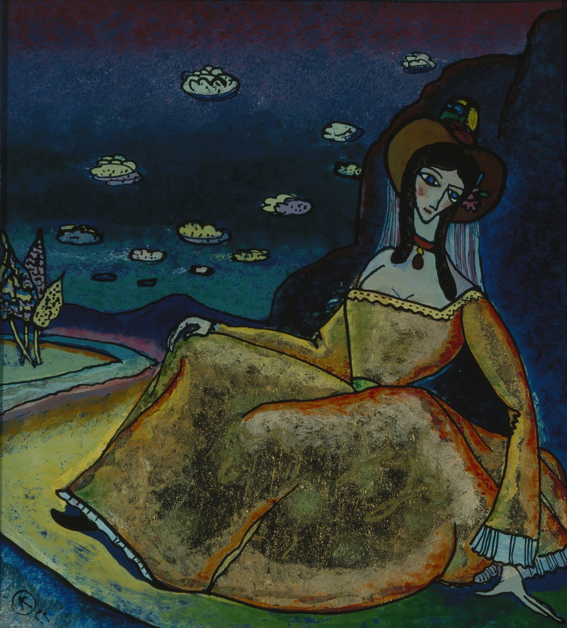 Dame i gullkjole, 1917 av Wassily Kandinsky