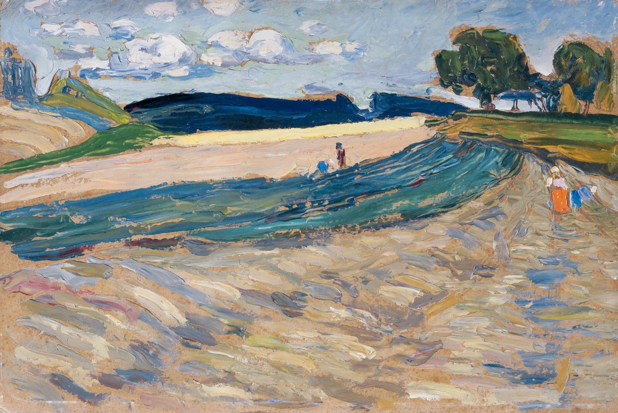 Landskap med gult felt av Wassily Kandinsky
