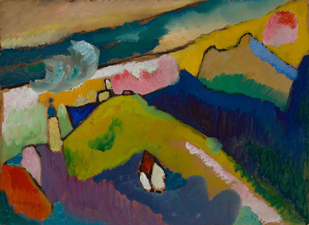 Murnau - fjellandskap med kirke av Wassily Kandinsky