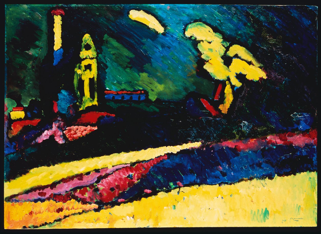 Murnau, Landskap med kirke I av Wassily Kandinsky