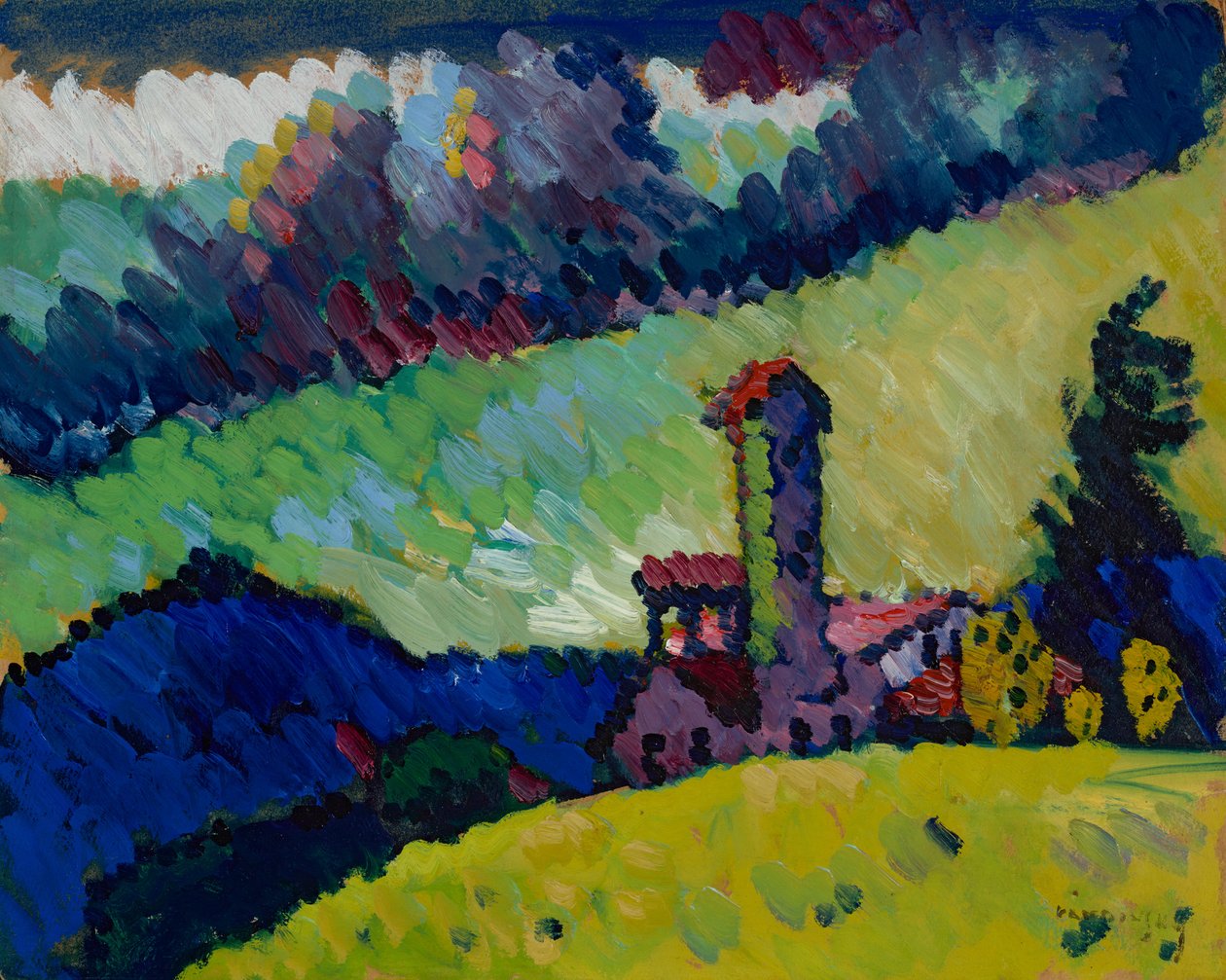 Murnau - Studie for "Landskap med tårn" av Wassily Kandinsky