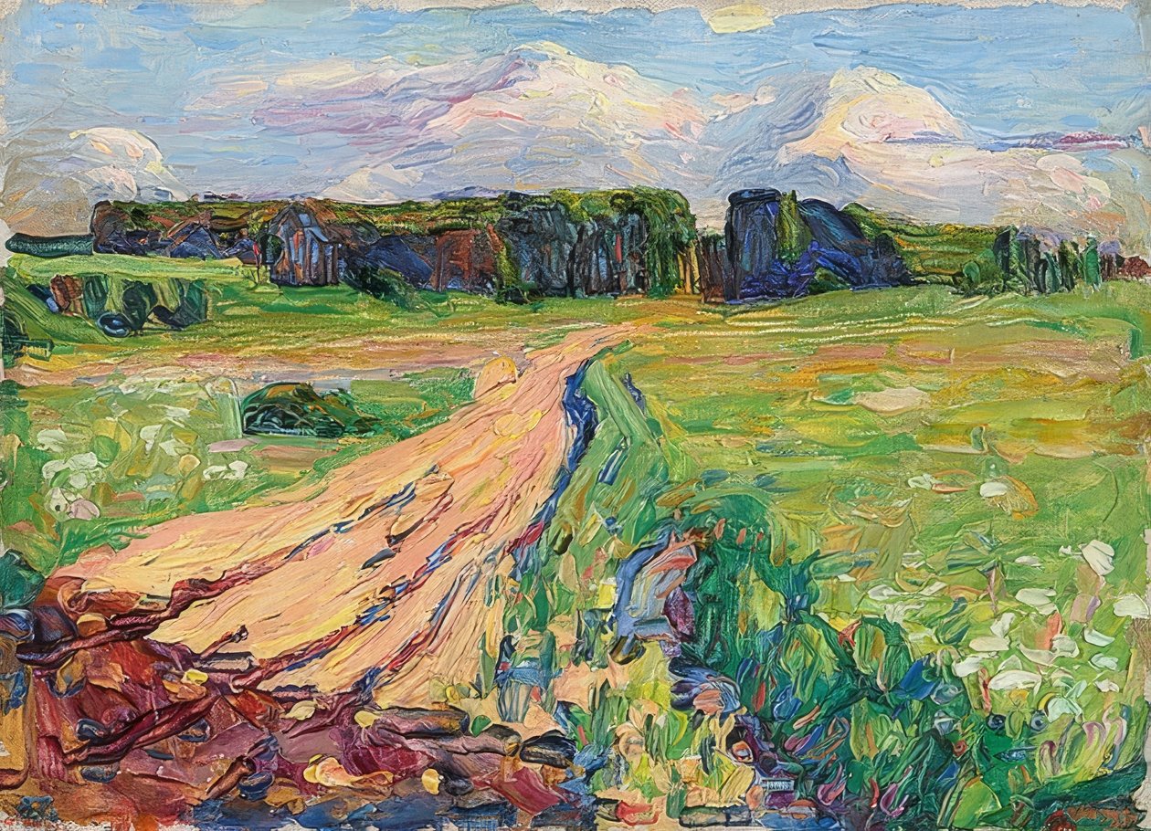 Planegg I. Landskap nær München. Rundt 1901 av Wassily Kandinsky