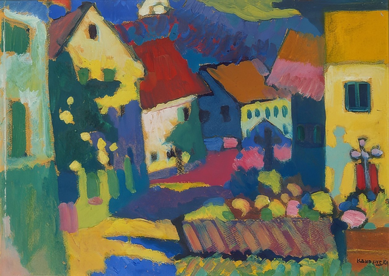 Gate i Murnau. Rundt 1909-14 av Wassily Kandinsky