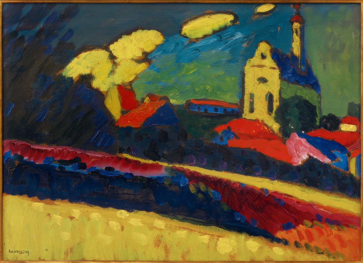 Studie av Murnau - Landskap med kirke I av Wassily Kandinsky