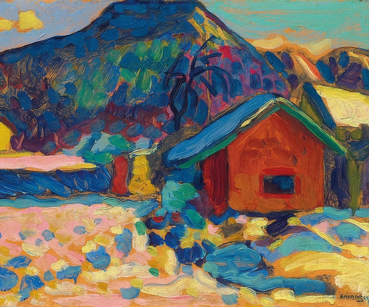 Vinterstudie med fjell. 1908 av Wassily Kandinsky