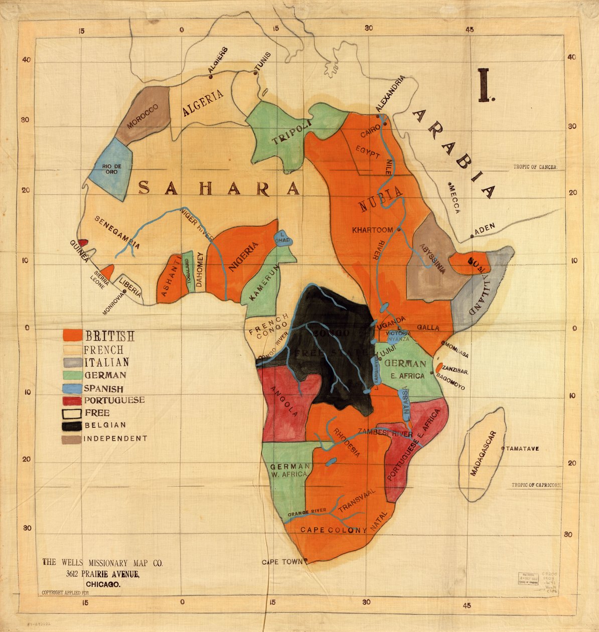 Afrika]. av Wells Missionary Map Co.