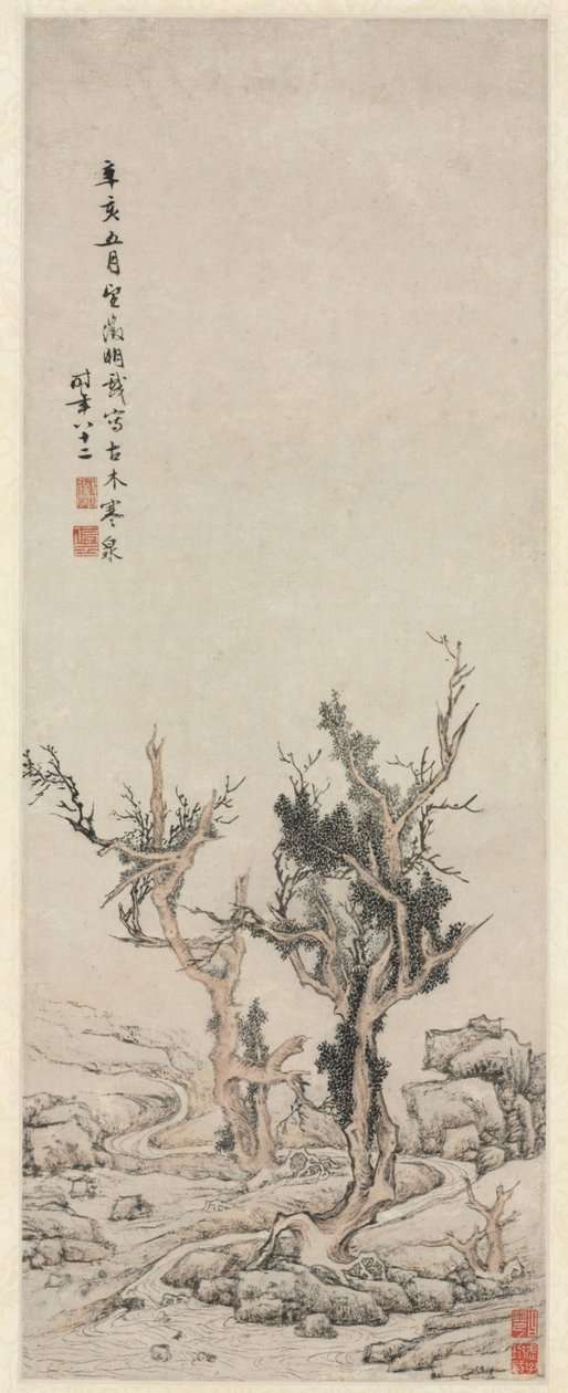 Gamle trær ved en vinterbekk, 1551. av Wen Zhengming