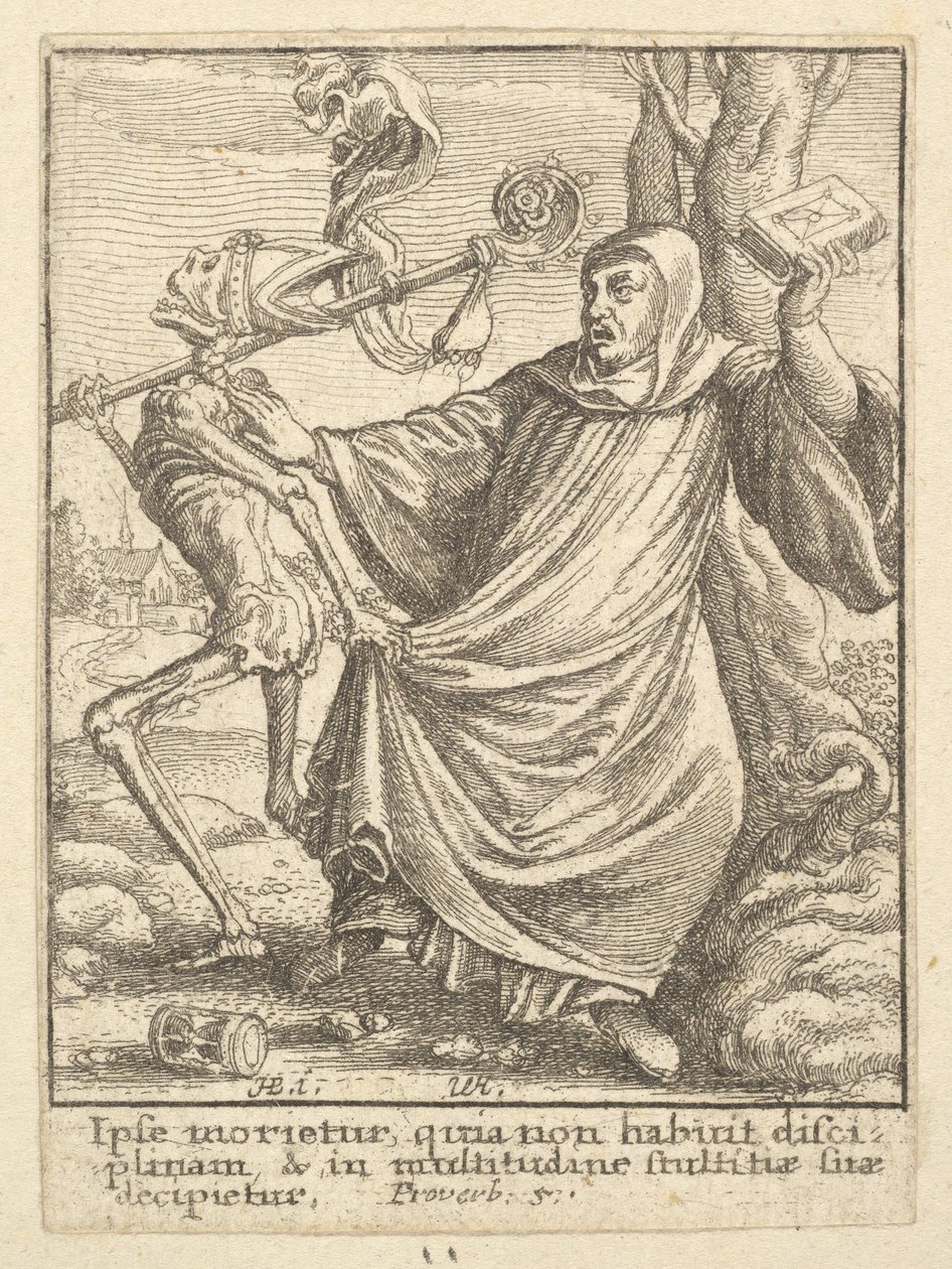 Abbed, fra Dødedansen, 1651. av Wenceslaus Hollar