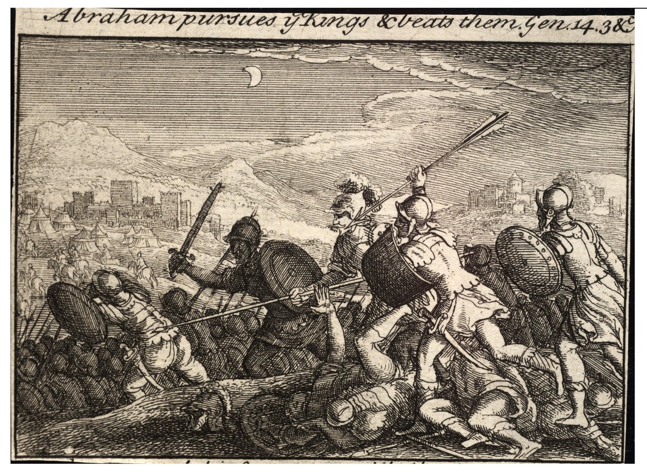 Abraham kjemper mot kongene. Tilstand 2 av Wenceslaus Hollar