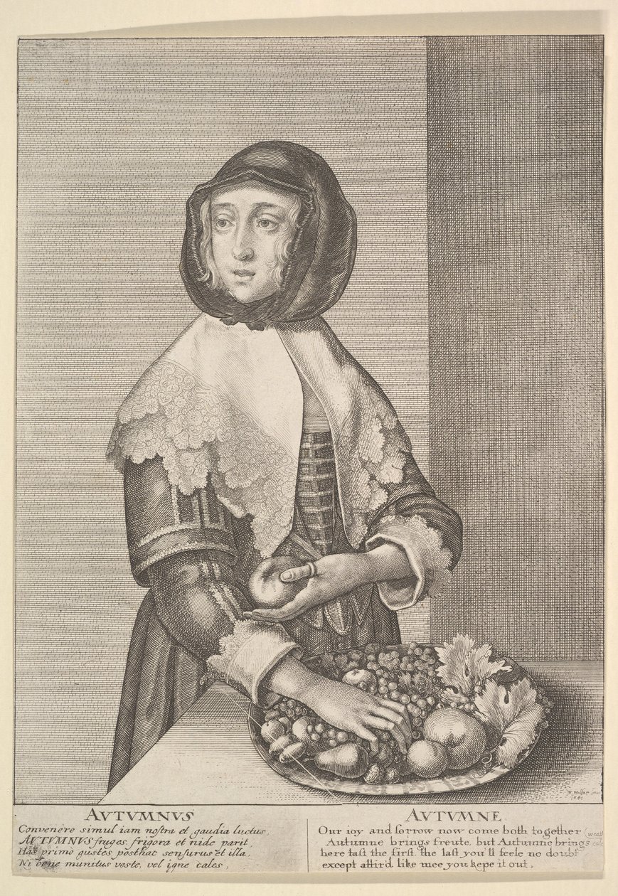 Autumnus - Autumn Three-quarter-length seasons, 1641. av Wenceslaus Hollar