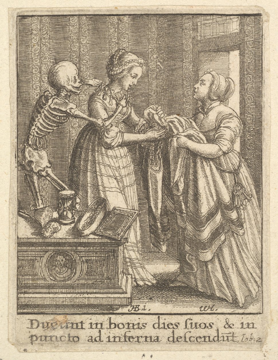 Brud, fra Dødedansen, 1651. av Wenceslaus Hollar