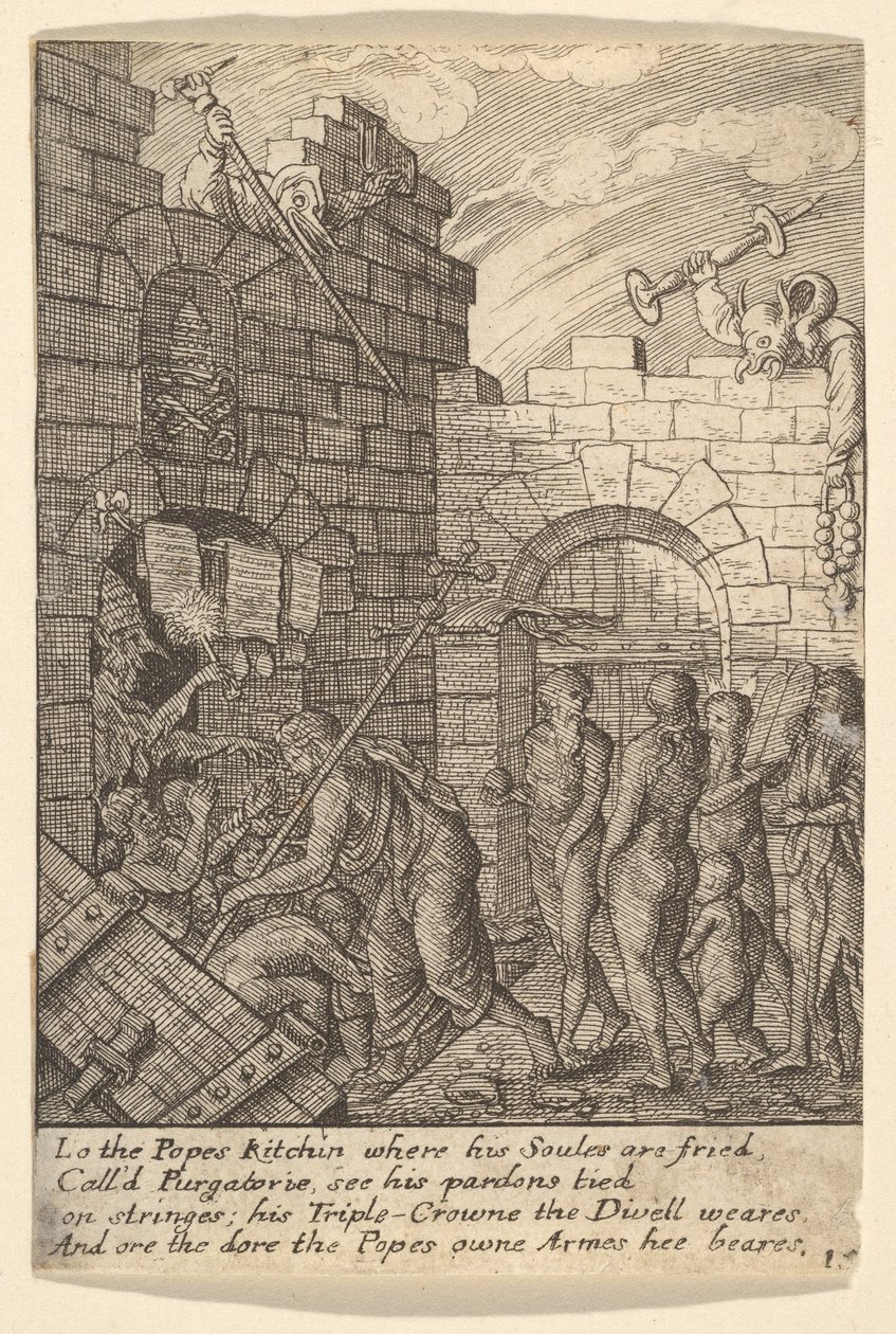 Nedstigning til helvete, 1625-77. av Wenceslaus Hollar