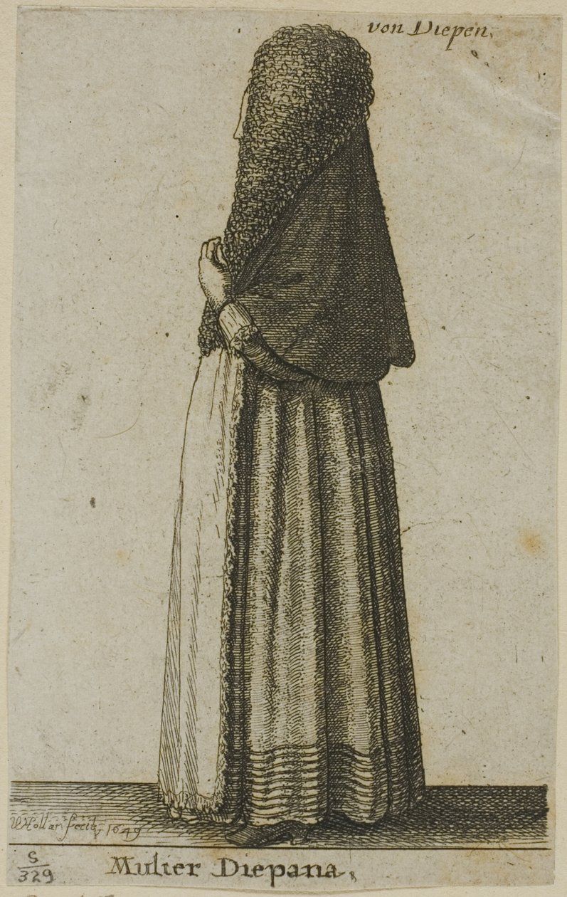 Dieppe kvinne av Wenceslaus Hollar