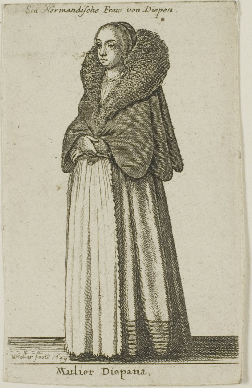 Dieppe kvinne av Wenceslaus Hollar