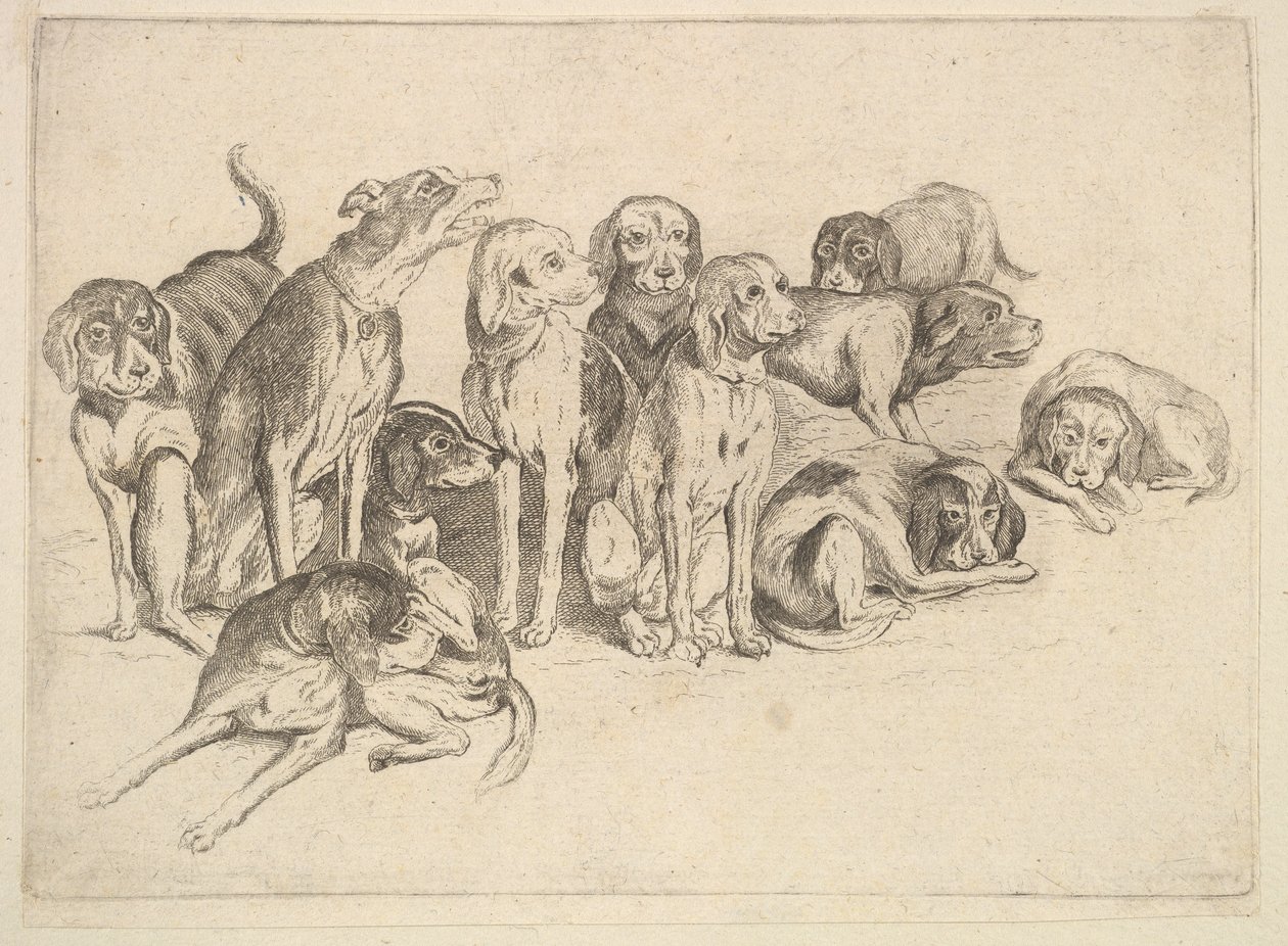 Elleve hunder, 1625-77. av Wenceslaus Hollar