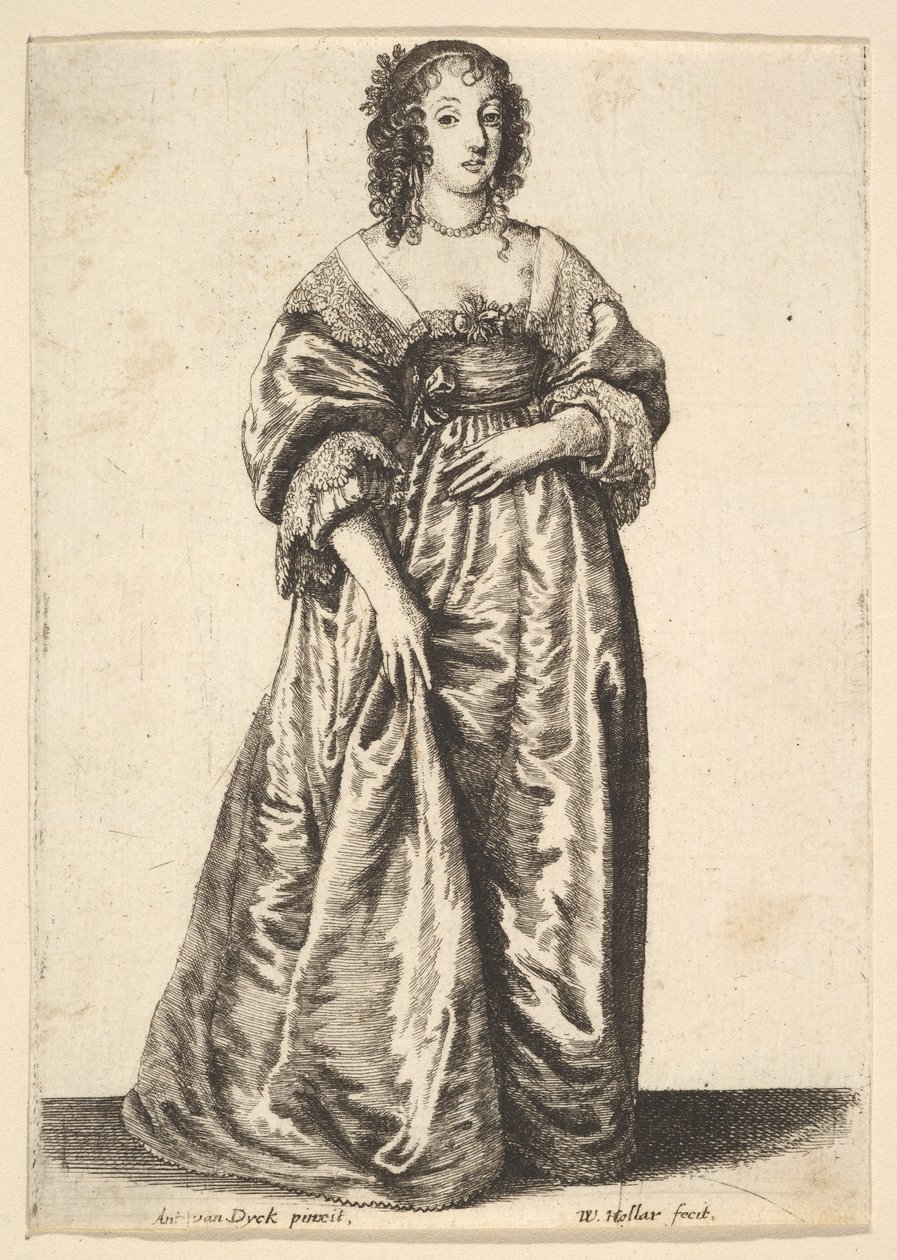 Figur av en dame som står, 1625-77. av Wenceslaus Hollar