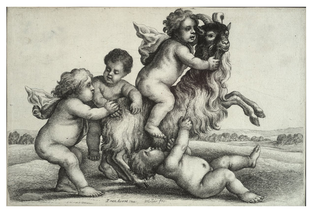 Fire små gutter og en geit av Wenceslaus Hollar