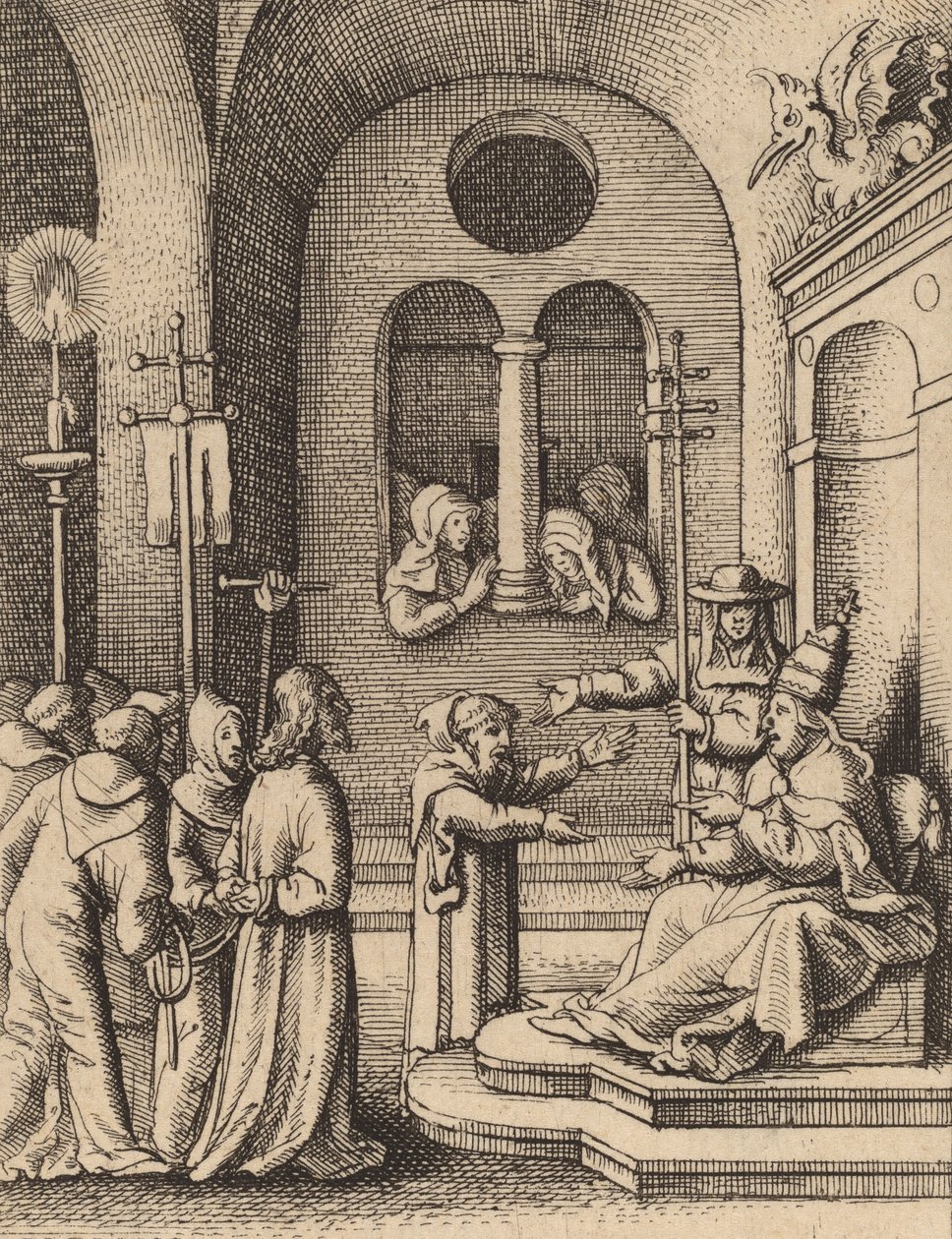 Jesus igjen foran Kaifas. av Wenceslaus Hollar