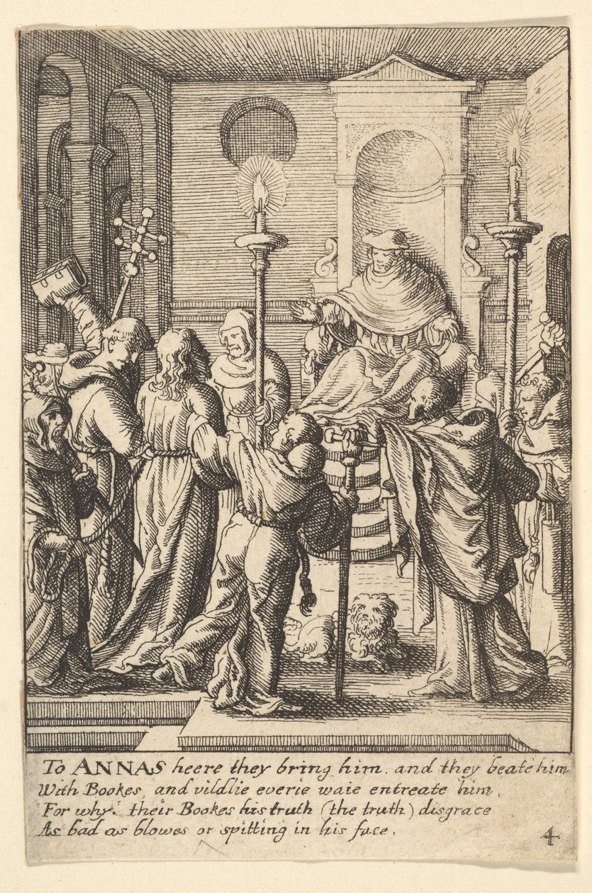 Jesus før Annas, 1625-77. av Wenceslaus Hollar