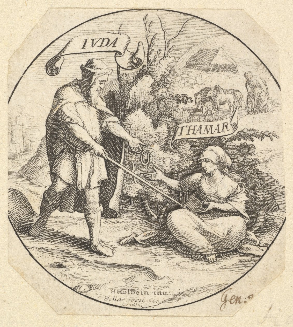 Juda og Tamar, 1640. av Wenceslaus Hollar