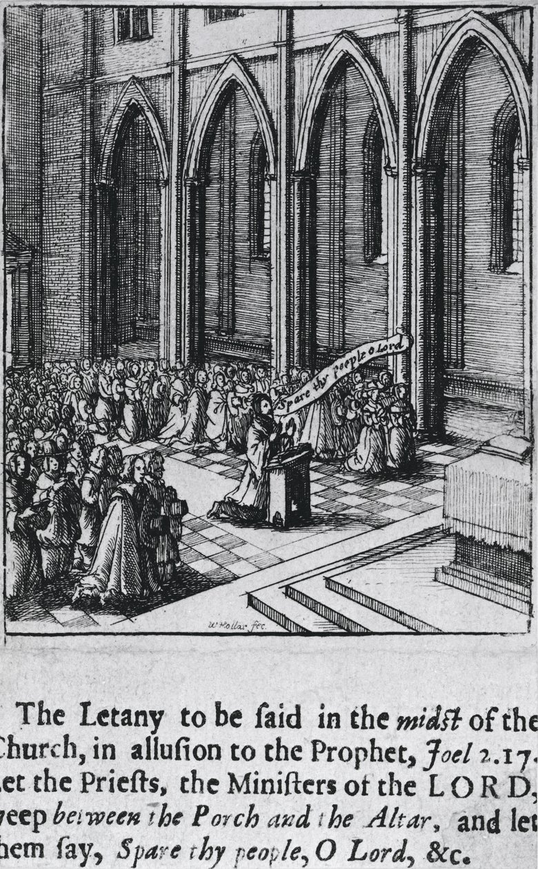 Litaniet i en kirke, ca. 1655 (radering) av Wenceslaus Hollar