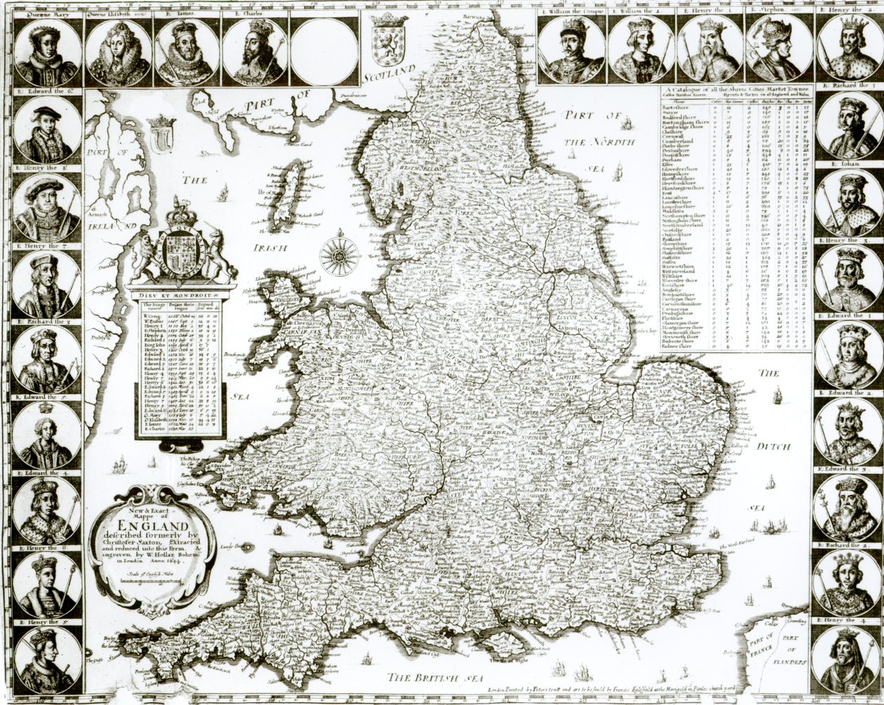 Kart over England og Wales, 1644 av Wenceslaus Hollar