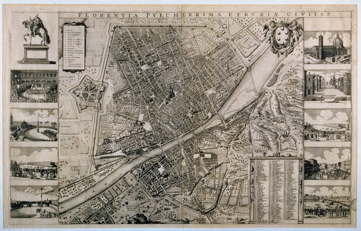 Kart over byen Firenze av Wenceslaus Hollar