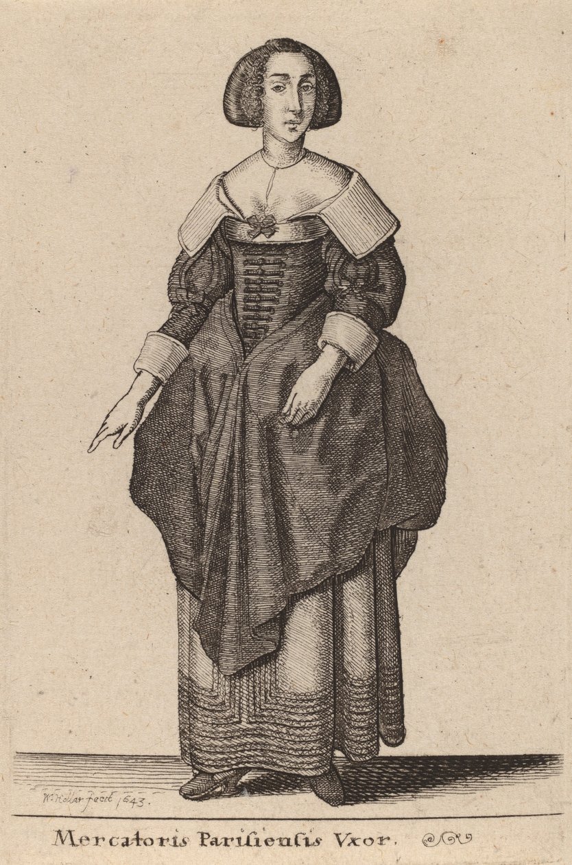 Kone til en Paris-kjøpmann, 1643. av Wenceslaus Hollar