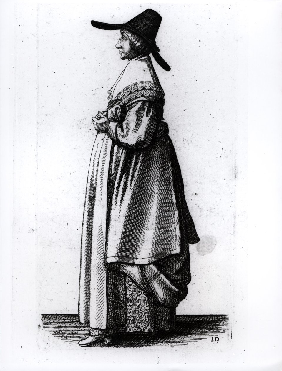 Kjøpmannskone, 1640 av Wenceslaus Hollar