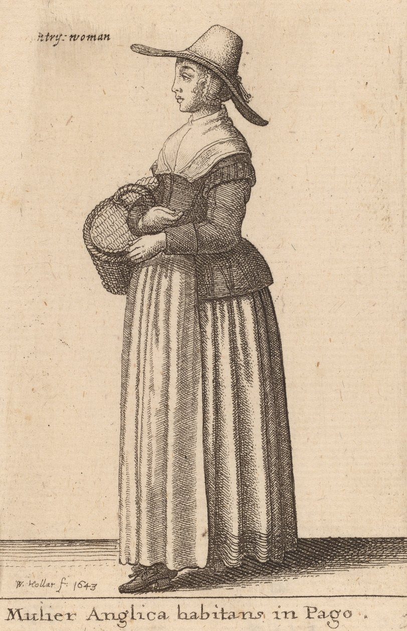 En engelsk kvinne som bor i en landsby, 1643. av Wenceslaus Hollar