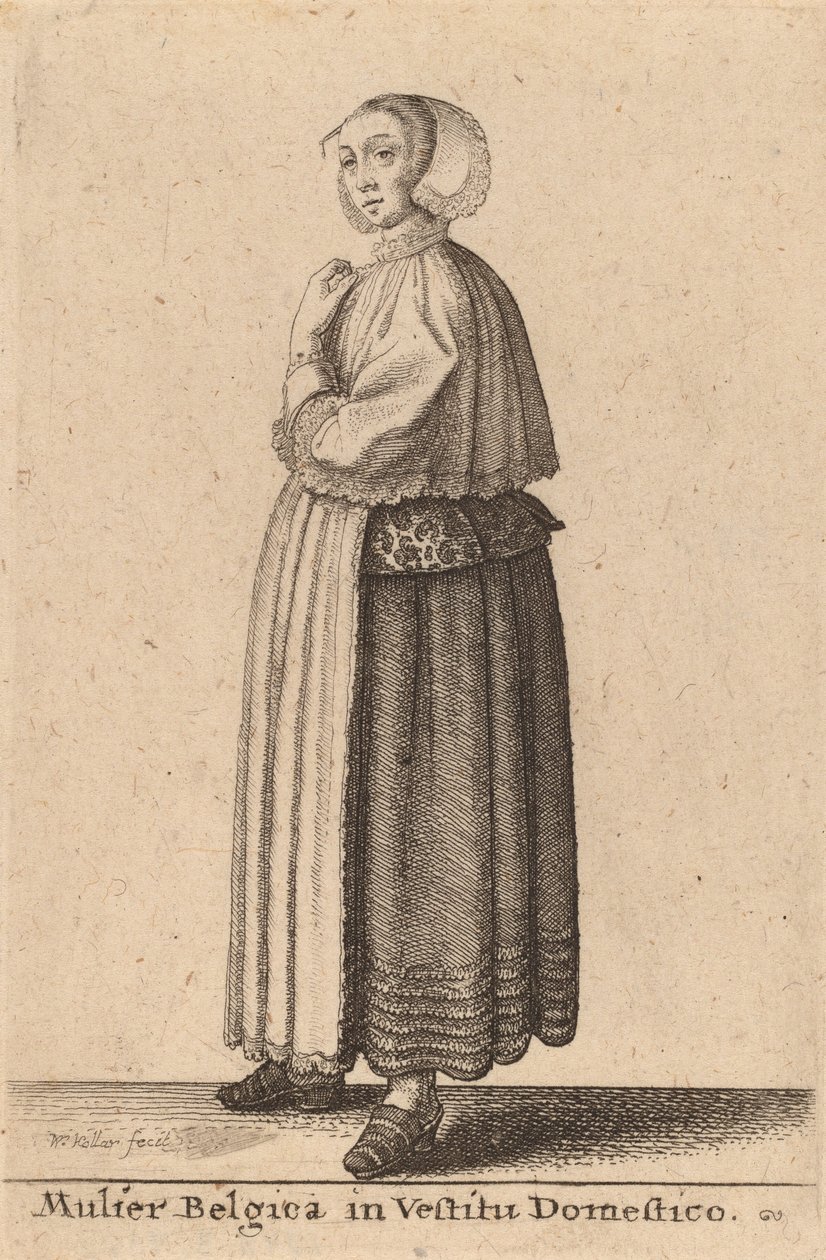 En belgisk kvinne i hjemmekjole. av Wenceslaus Hollar