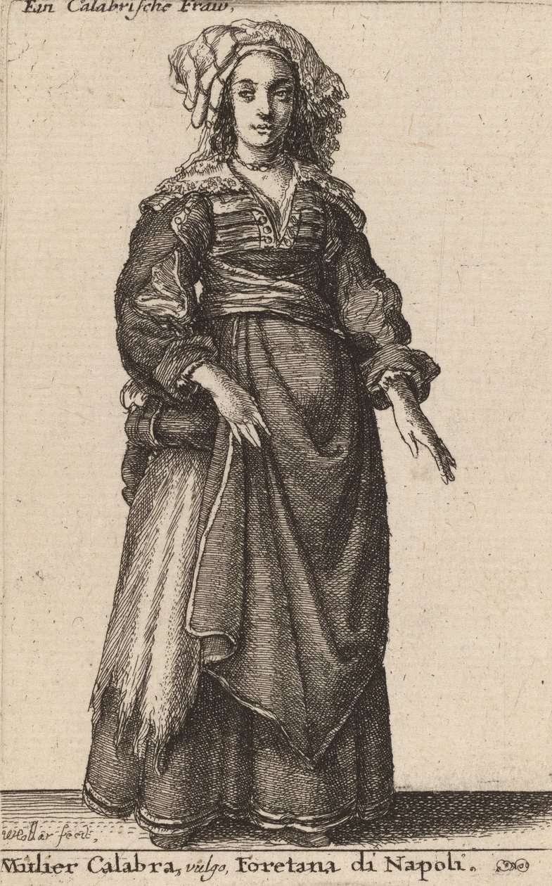 Mulier Calabra, Vulgo, Foretana fra Napoli. av Wenceslaus Hollar