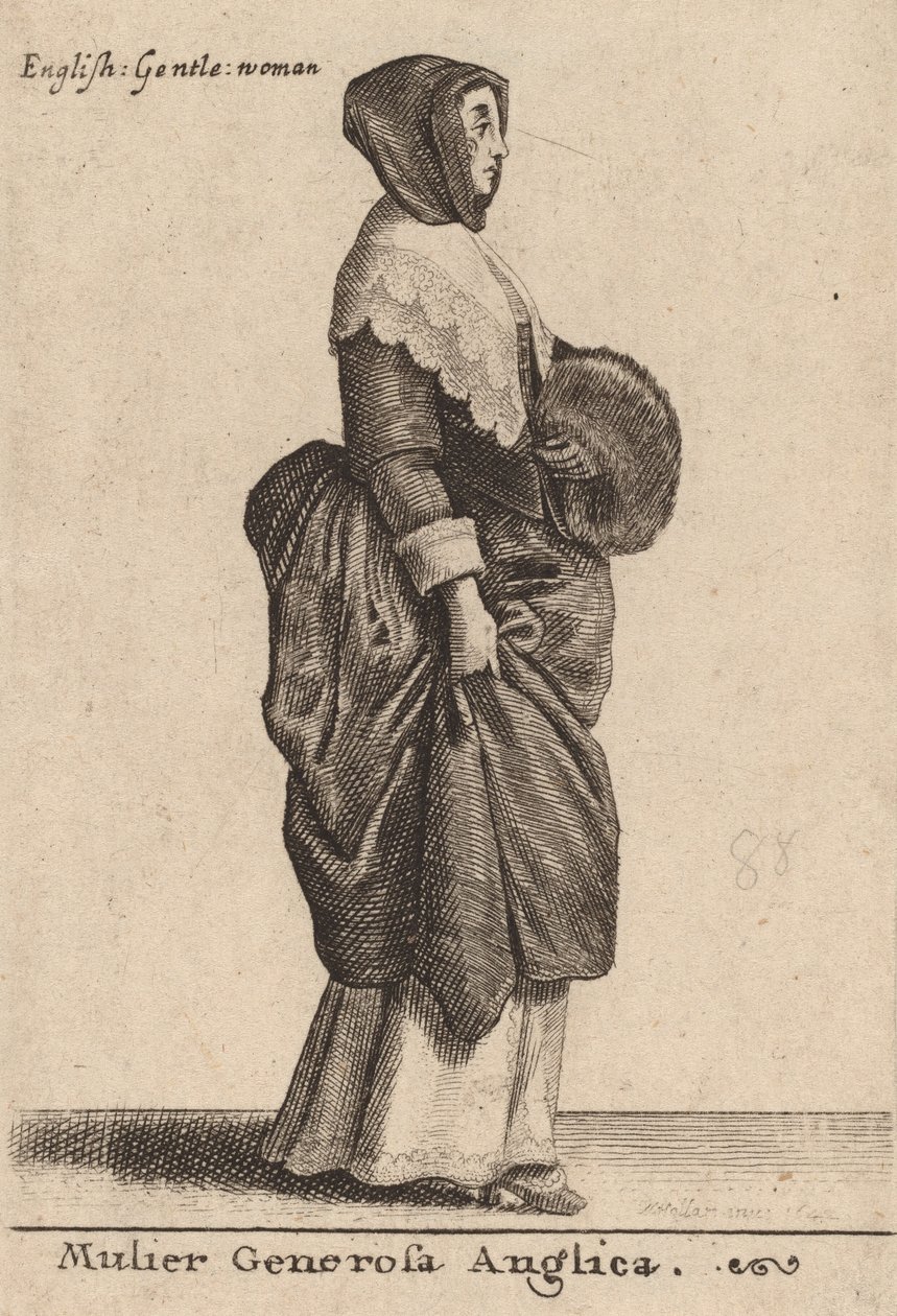 En sjenerøs engelsk kvinne, 1642. av Wenceslaus Hollar