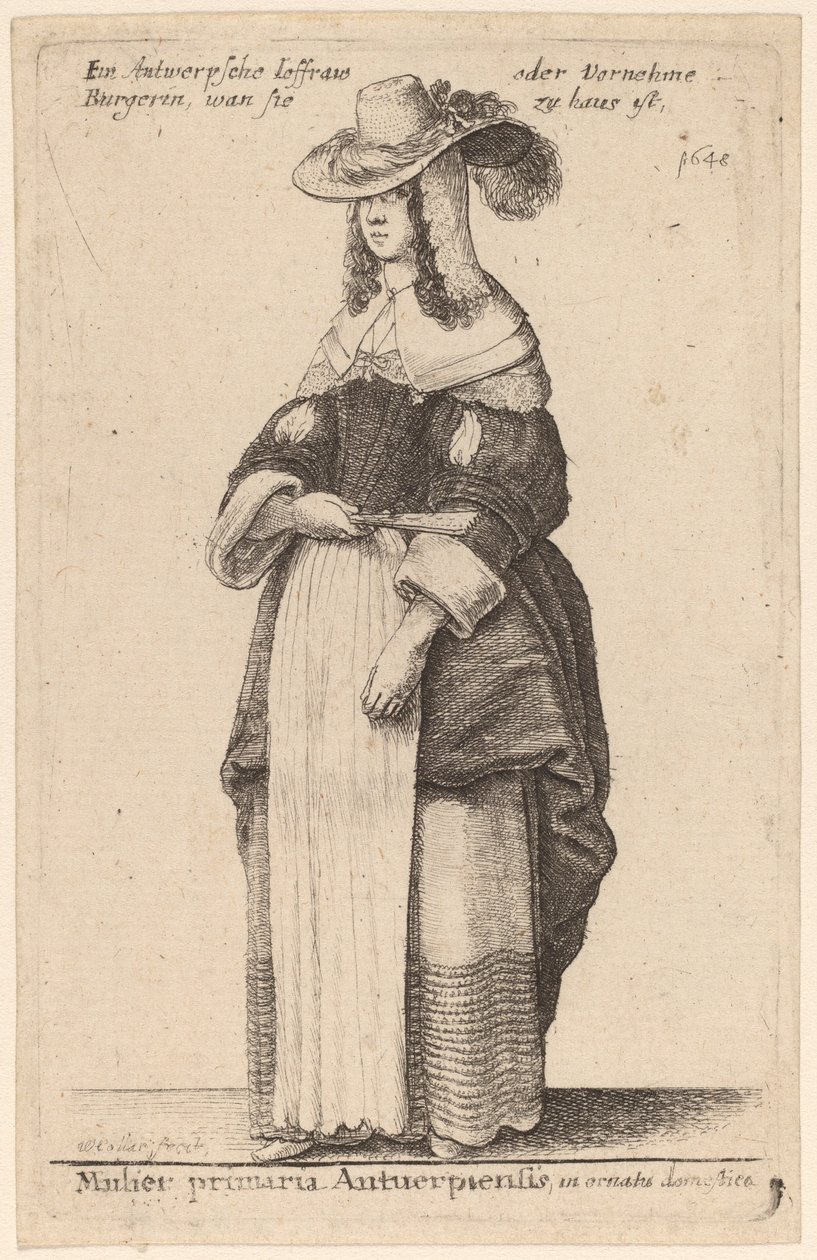 Kvinnelig statsminister i Antwerpen, i hjemlig dekorasjon av Wenceslaus Hollar