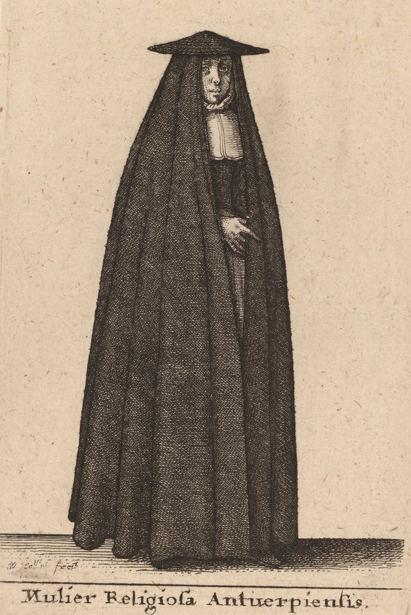 Religiøs kvinne fra Antwerpen. av Wenceslaus Hollar